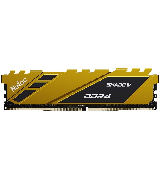 Оперативная память NETAC Shadow, DDR4, 16GB (1x16GB), 3200MHz, CL16, DIMM, с радиаторами, желтый
