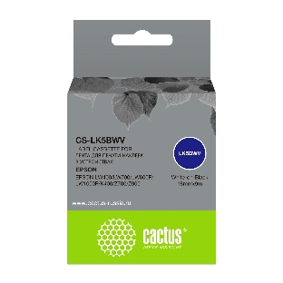 Картридж ленточный Cactus CS-LK5BWV белый шрифт, черный фон (18 мм, 9 м) для Epson LW400/LW700/LW600P/LW1000P/K400/Z700/Z900