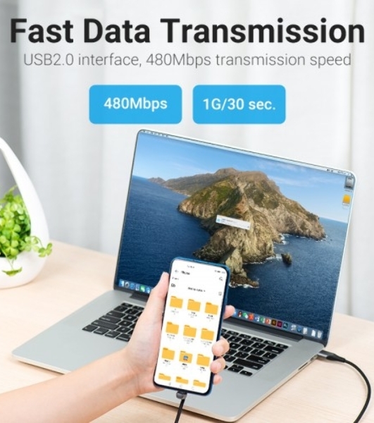 Кабель Vention USB 2.0 CM/AM 5A - 2м. U-образный
