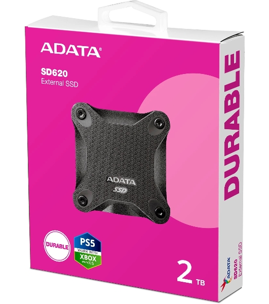 Внешний SSD ADATA SD620, 2TB, USB 3.2 Gen 2 Type-A, R/W 550/480, черный