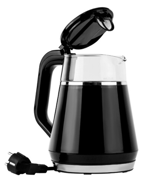 Чайник Centek CT-0019, 1100 Вт, стекло, черный и серебристый