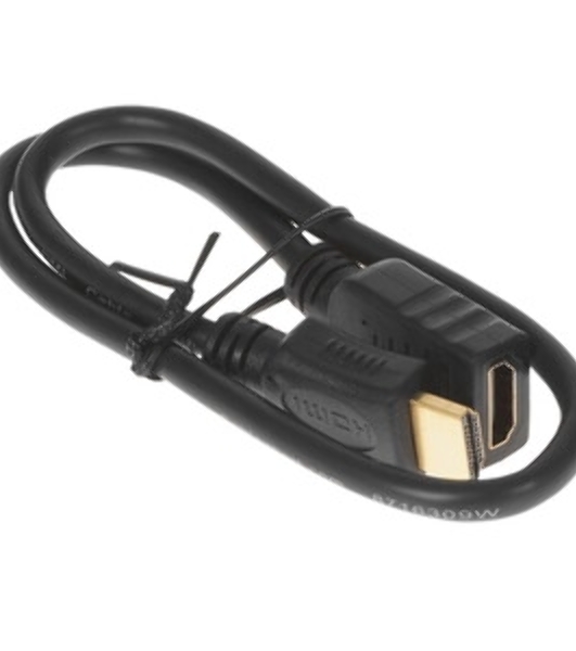 Кабель-удлинитель HDMI Cablexpert CC-HDMI4X-0.5M, 19M/19F, v2.0, позол.разъемы, экран, 0.5м, черный, пакет