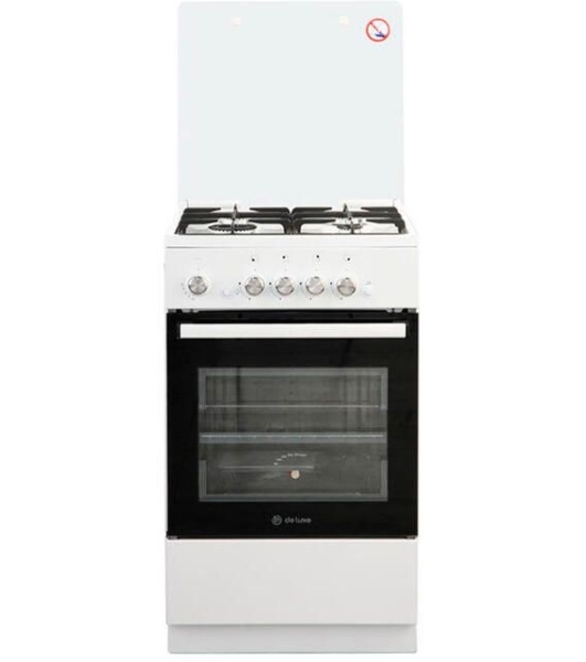 Плита газовая De Luxe 5040.42Г (КР) ЧР белый, конфорок 4 шт, духовка 46 л, 50 см x 85 см x 50 см