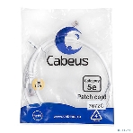 Шнур коммутационный Cabeus, Cat.5e, неэкр., U/UTP, RJ45/RJ45, PVC, AWG24, 1м, белый, фото 1