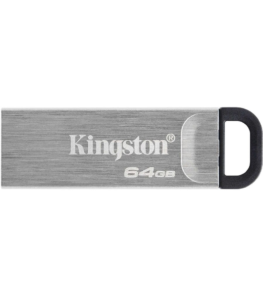 Флешка USB Kingston DataTraveler KYSON (DTKN/64GB), 64Gb, USB 3.2 Gen 1, R/W 200/60, серебристый/черный