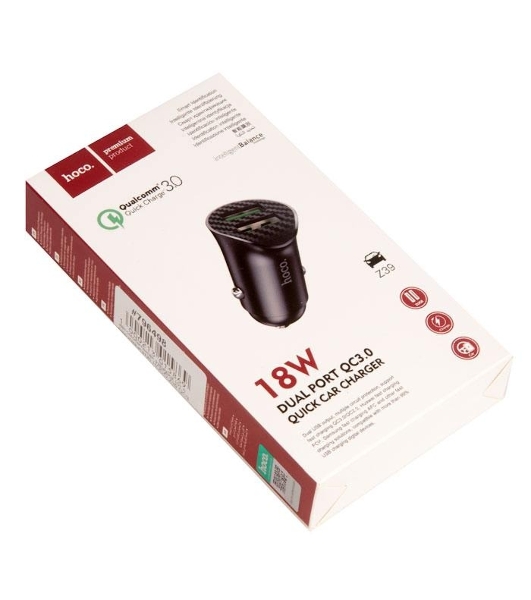 Авто ЗУ/QC 3.0/2 USB/HOCO HC-35027 Z39/Выход: 5V_9V_12V, 18W/черный