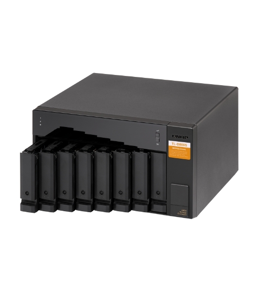 Полка расширения сетевого хранилища без дисков SMB QNAP TL-D800S SATA expansion enclosure, 8-tray 3,5'/2,5' w/o HDD. 2xSFF-8088, hardware RAID support, desktop version.
