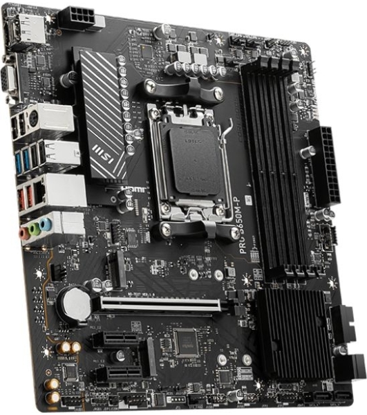 Материнская плата MSI PRO B650M-P, AM5, AMD B650, 4xDDR5, 4xSATA, 2xM.2, 1xPCI-E 4.0 x16, 2xPCI-E 4.0 x1, 1xHDMI, 1xDP, 1xVGA, 1x2.5Gb LAN, 2xUSB 3.2 Gen 1, 2xUSB 3.2 Gen 2, 3x3.5 мм, 7.1, Micro-ATX