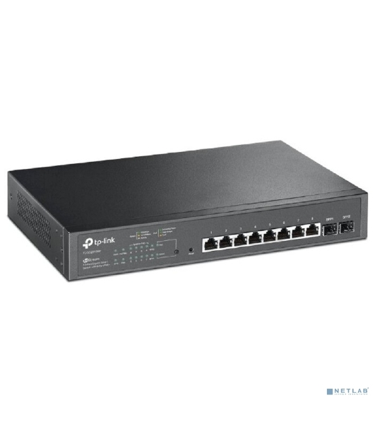 Коммутатор TP-Link JetStream 10-Port Gigabit Smart Switch with 8-Port PoE+, 8× Gigabit PoE+ Ports, 2× Gigabit SFP Slots, 802.3at/af, 150 W PoE Power, 1U 13-inch Rack-mountable Steel CaseIntegration with Omada SDN Controller, 802.1Q VLAN, STP/RSTP/MSTP, IGMP Snoopi