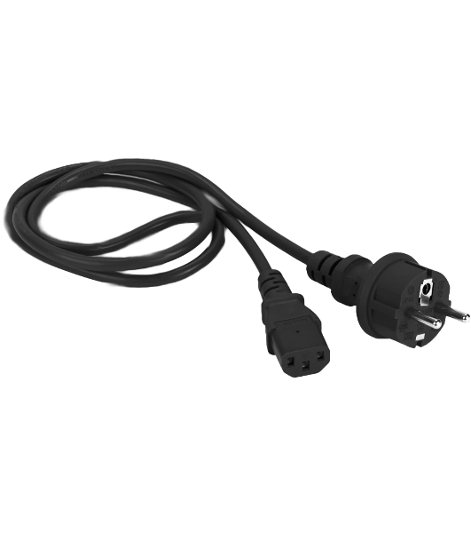 Шнур питания LANMASTER C13-Schuko прямая, 3х0.75, 220В, 10А, черный, 7 м.