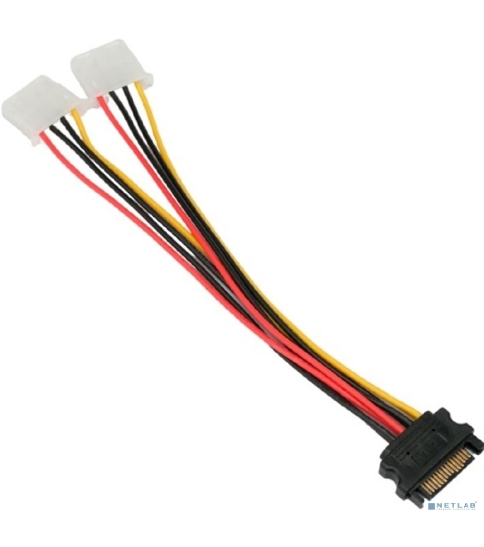 Кабель питания SATA Cablexpert CC-SATA-2MOLEX-20CM, Sata 15pin/2x Molex 4pin, 20 см, пакет
