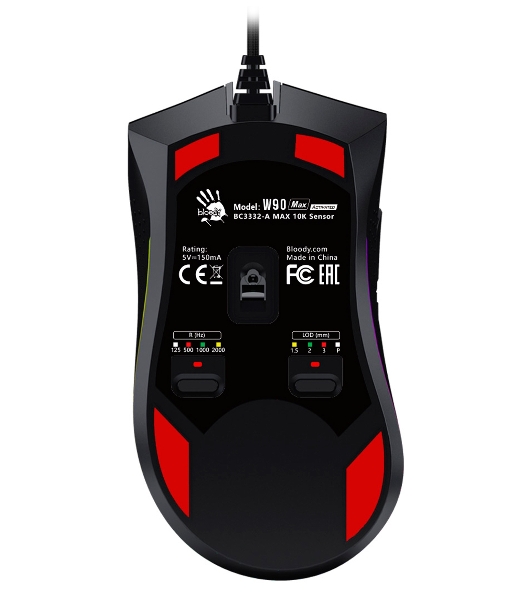 Мышь проводная A4Tech Bloody W90 Max черный, 10000 dpi, USB, кнопки - 10