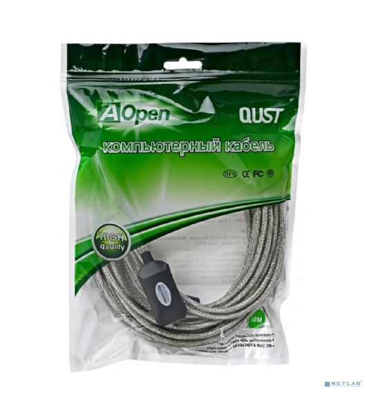 Кабель AM/AF USB2.0 10м AOpen удлинитель активный(с усилителем) USB2.0-repeater, ACU823-10M