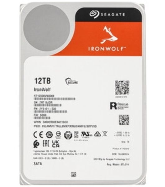 Жесткий диск Seagate Ironwolf ST12000VN0008, 12Tb SATA 6.0Gb/s, 7200 rpm, 256mb buffer, 3.5',для NAS