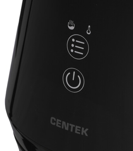 Чайник Centek CT-0019, 1100 Вт, стекло, черный и серебристый