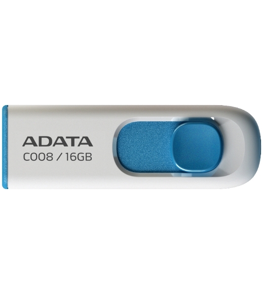 Флешка USB ADATA C008 (AC008-16G-RWE), 16Gb, USB 2.0, R/W 15/5, белый/синий