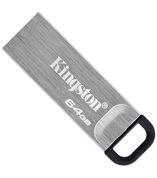Флешка USB Kingston DataTraveler KYSON (DTKN/64GB), 64Gb, USB 3.2 Gen 1, R/W 200/60, серебристый/черный