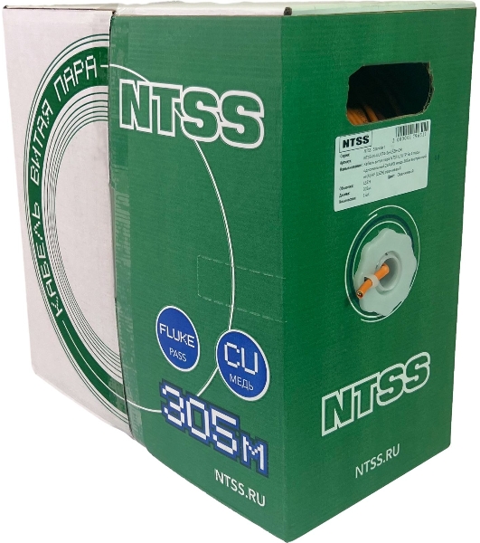 Кабель информационный NTSS NTSS-IN-UTP4-5Е-LSZH-OR кат.5E U/UTP 4X2X24AWG LSZH внутренний 305м оранжевый