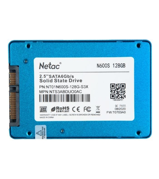 Накопитель SSD Netac N600S, 128Gb, SATA III, 2.5', R/W 510/440