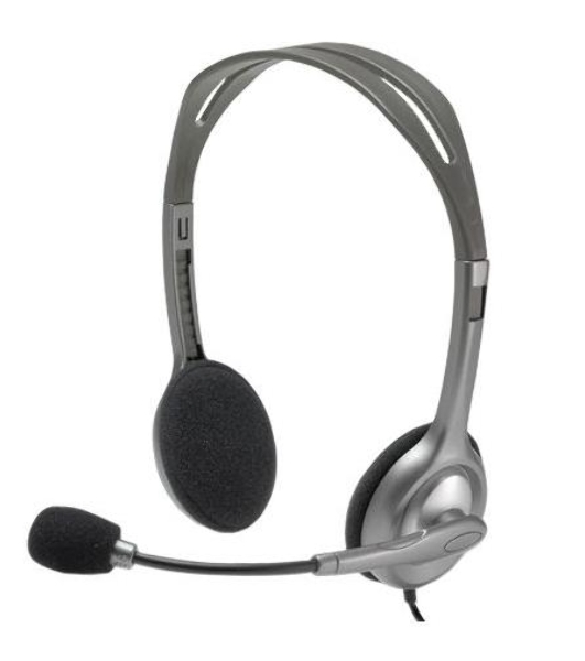 Гарнитура Logitech H110 серебристый, проводная, 3.5 мм