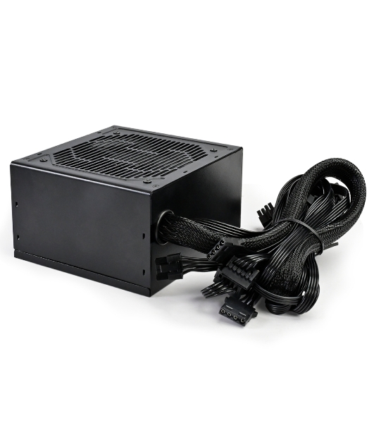 Блок питания PCCOOLER, 750W 80 PLUS  (ATX, ATX 2.4, Non-modular, 1x24(20+4)pin 550мм, 1xCPU*2 8(4+4)pin 610+150мм, 3xPCIe 8(6+2)pin 510мм, 2xSATA*3+MOLEX4pin*1 450+150+150+150мм, Active, 120x120мм, 140x150x86мм, APFC, OVP, SCP, OPP (140-160%, 2ms delay))