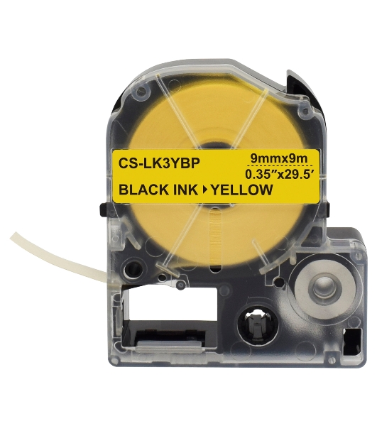 Картридж ленточный Cactus CS-LK3YBP черный шрифт, желтый фон (9 мм, 9 м) для Epson LW300/LW400/LW700/LW600P/LW1000P/K400/Z700/Z900