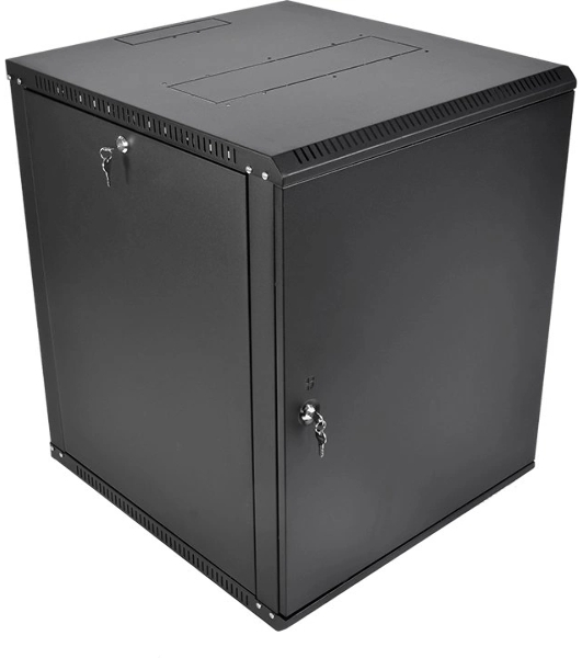 Шкаф телекоммуникационный настенный разборный ЦМО ЭКОНОМ 12U (600 x 650) дверь металл, черный (ШРН-Э-12.650.1-9005)