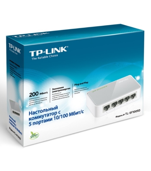 Коммутатор TP-Link SOHO TL-SF1005D Коммутатор 5-port 10/100M mini Desktop Switch, 5 10/100M RJ45 ports, Plastic case