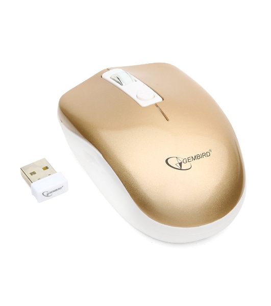 Мышь беспроводная Gembird MUSW-400-G золотой, 1600 dpi, радиоканал, USB, кнопки - 4