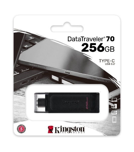 Флешка USB Kingston DataTraveler DT70 (DT70/256Gb), 256Gb, USB Type-C 3.2, R/W 70/45, черный
