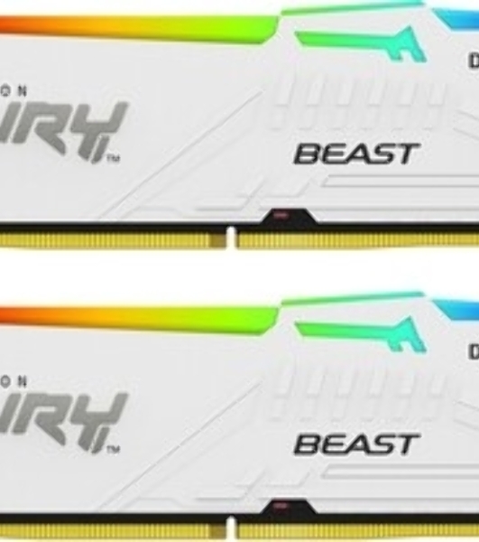 Оперативная память Kingston Fury Beast, DDR5, 32Gb (2x16 Gb), 5600 MHz, CL36, DIMM, радиатор, белый