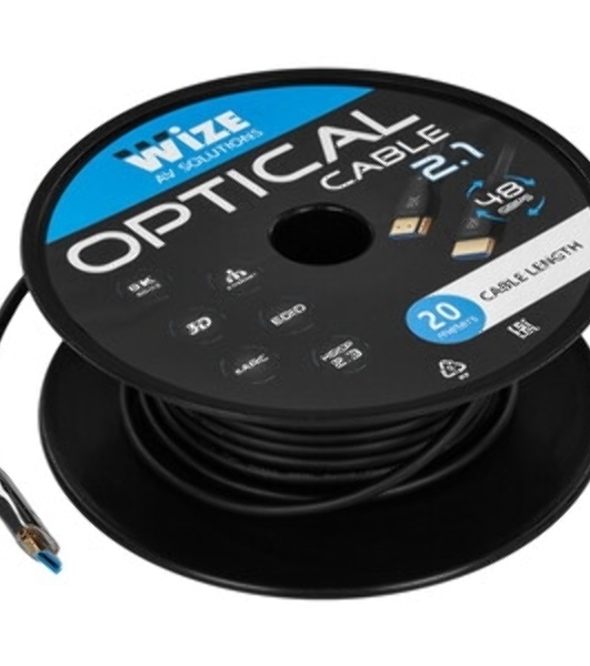 Кабель HDMI AOC-HM-HM-20M Wize, оптический, 20 м, 4K/60HZ, v.2.0, ARC, 19M/19M, черный, коробка