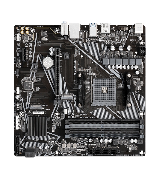 Материнская плата Gigabyte B550M K, AM4, AMD B550, 4xDDR4, 4xSATA, 2xM.2, 1xPCIe 4.0 x16, 1xPCIe x1, 1xHDMI, 1xDP, 1x 1Gb LAN, 4xUSB-A 3.2 Gen 1, 4xUSB-A 2.0, 3x3.5 мм, 7.1, mATX
