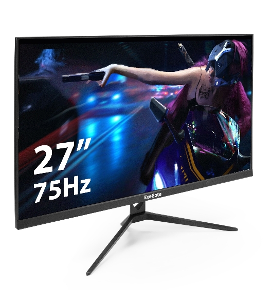Монитор 27' ExeGate SmartView EZ2707A IPS 1920x1080, 75 Гц, 5 мс, 16:9, 250 кд/м2, 1xHDMI, 1xVGA, 1x3.5 мм, черный