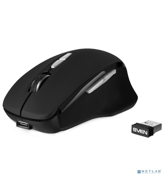 Мышь беспроводная SVEN RX-590SW черный, 1600 dpi, радиоканал, Bluetooth, USB, кнопки - 7