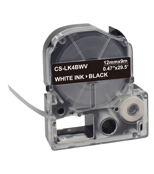Картридж ленточный Cactus CS-LK4BWV белый шрифт, черный фон (12 мм, 9 м) для Epson LW300/LW400/LW700/LW600P/LW1000P/K400/Z700/Z900