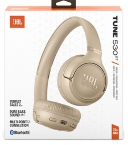 Беспроводные наушники JBL Tune 530BT бежевый, накладные, Bluetooth, складная конструкция