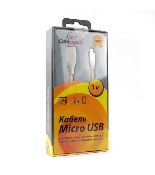 Кабель USB2.0 Cablexpert CC-G-mUSB01Gd-1M, AM/microB, серия Gold, длина 1м, золотой, блистер