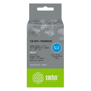Картридж ленточный Cactus CS-M21-750595GN белый шрифт, зеленый фон (19.1 мм, 6.4 м) для Brady BMP21-PLUS, BMP21-LAB