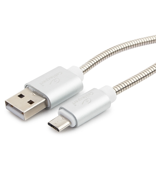 Кабель USB2.0 Cablexpert CC-G-mUSB02S-0.5M, AM/microB, серия Gold, длина 0.5м, серебро, блистер