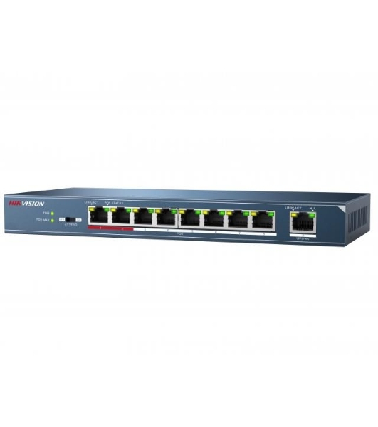 Коммутатор Hikvision DS-3E0109P-E(C), 8×100 Мбит/с PoE + 1×100 Мбит/с, неуправляемый