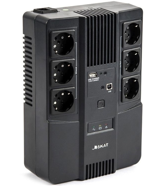 Источник бесперебойного питания Бастион SKAT-UPS 600 AI 220В 360Вт 1АКБ 7А·ч внутр. меандр. стаб-ция напр-я. 6 выходов (8998)