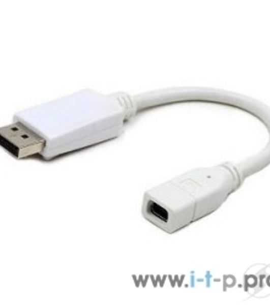 Переходник miniDisplayPort - DisplayPort, Cablexpert A-mDPF-DPM-001-W, 20F/20M, длина 16см, белый, пакет