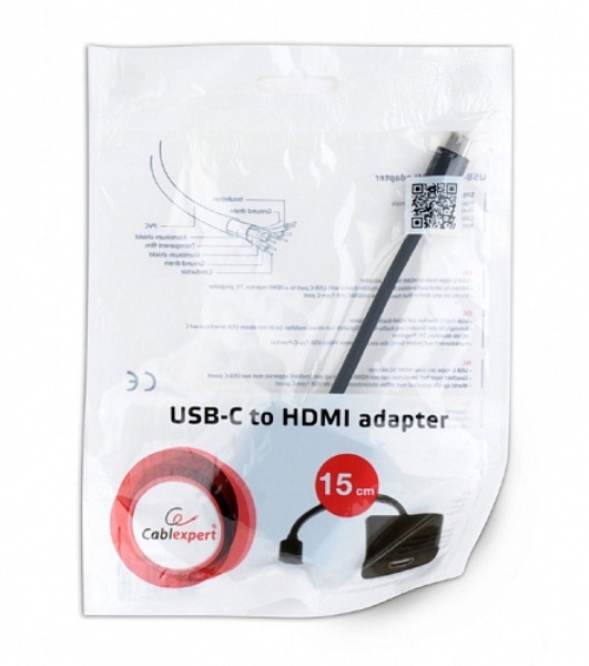 Переходник Cablexpert USB Type-C/HDMI, 15 см, пакет (A-CM-HDMIF-01)