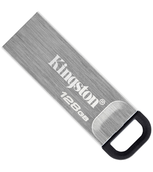 Флешка USB Kingston DataTraveler KYSON (DTKN/128 Gb), 128Gb, USB 3.2 Gen 1, R/W 200/60, серебристый/черный