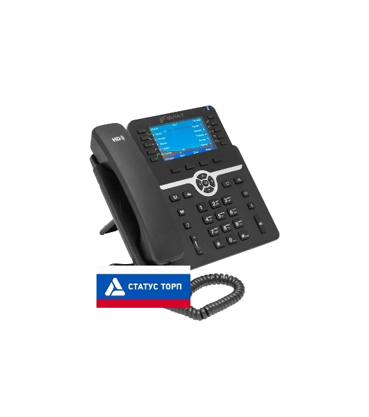 IP-телефон Flat-Phone B10: 20 SIP-аккаунтов, 2 порта 10/100/1000BASE-T (RJ-45), ЖК-дисплей, PoE, адаптер питания 220В, ТОРП