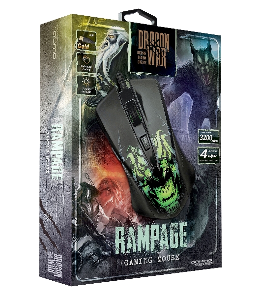 Мышь проводная Qumo Rampage M49 черный, 3200 dpi, USB, кнопки - 6