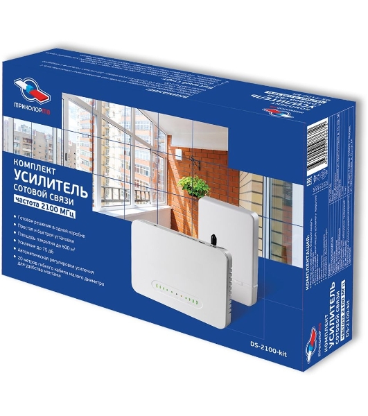 Усилитель сигнала Триколор DS-2100-kit 20м однодиапазонная белый (046/91/00050419)