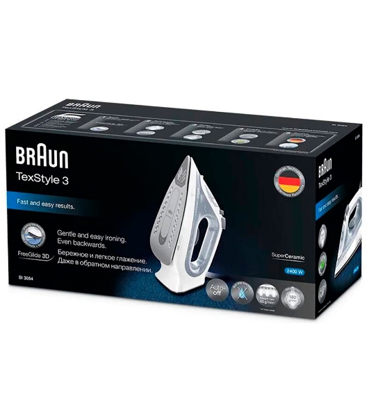 Утюг Braun SI 3054 GY серый/белый, 2400 Вт, 45 г/мин, 180 г/мин, 270 мл