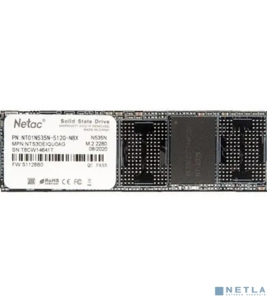 Накопитель SSD Netac N535N, 512Gb, M.2 2280, SATA-III, R/W 540/490
